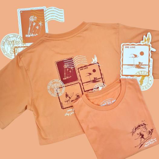 Tee Cropped Stamp - Pêssego